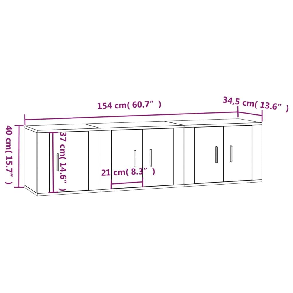 3 Piece TV Cabinet Set Concrete Grey Engineered Wood