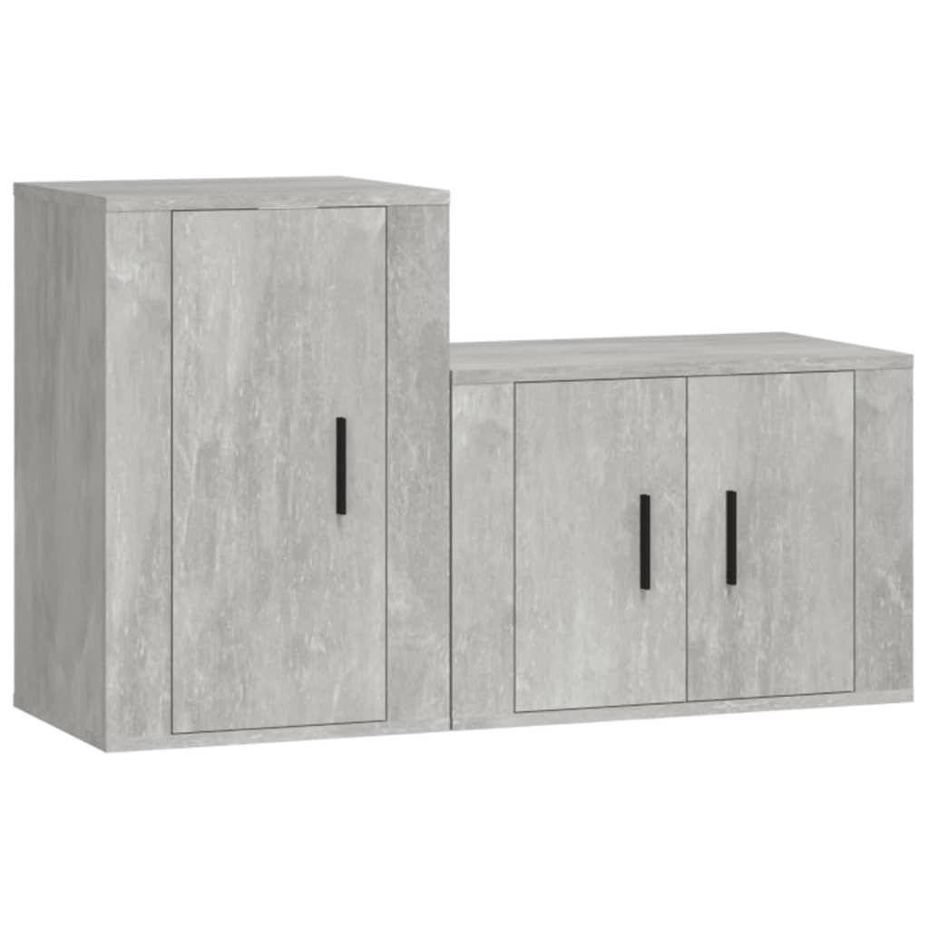 2 Piece TV Cabinet Set Concrete Grey Engineered Wood