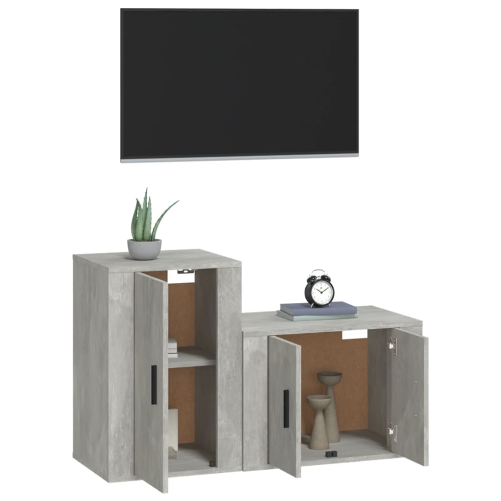 2 Piece TV Cabinet Set Concrete Grey Engineered Wood