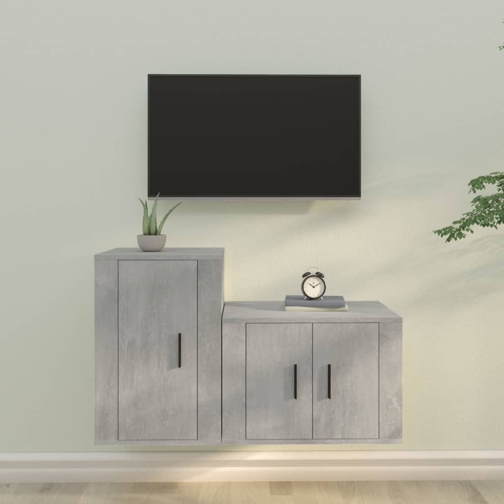 2 Piece TV Cabinet Set Concrete Grey Engineered Wood