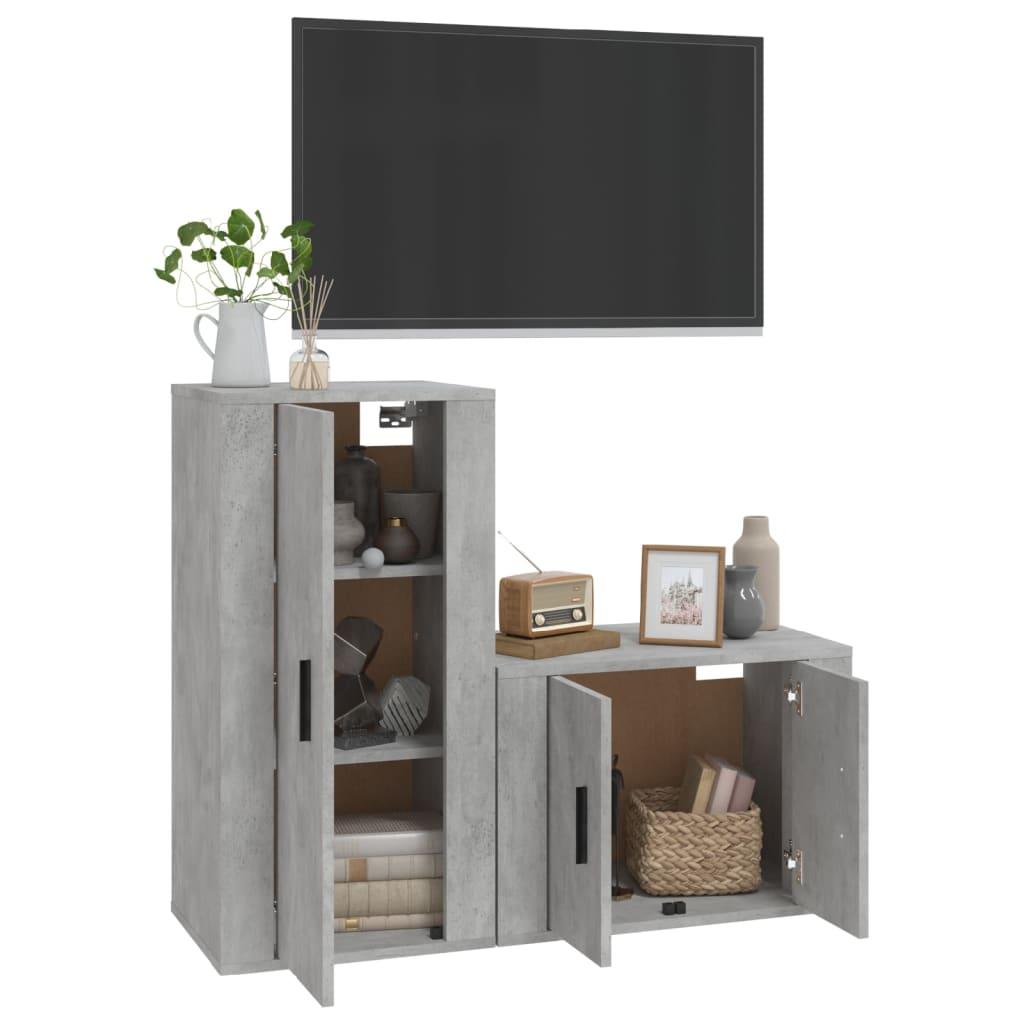 2 Piece TV Cabinet Set Concrete Grey Engineered Wood