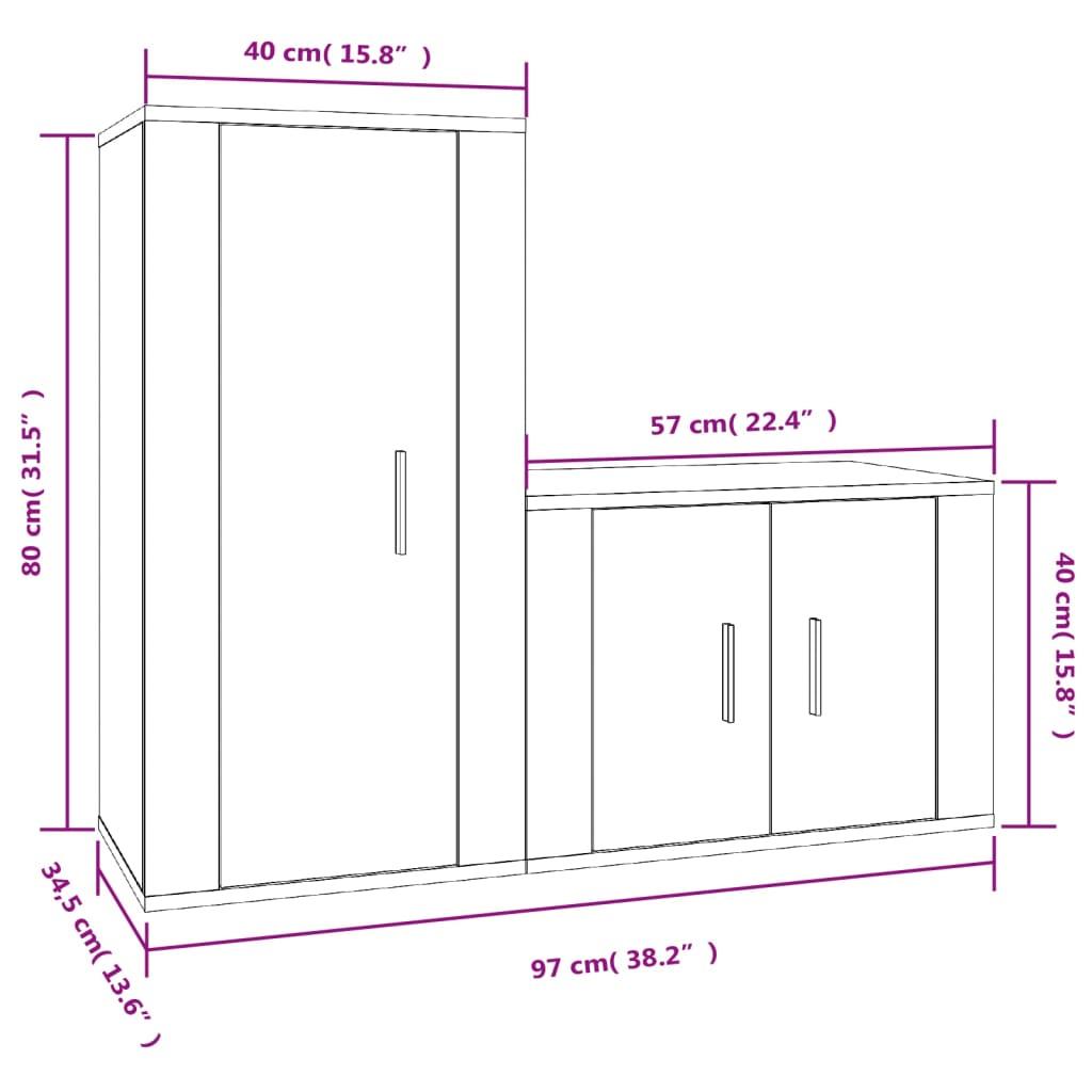 2 Piece TV Cabinet Set Concrete Grey Engineered Wood