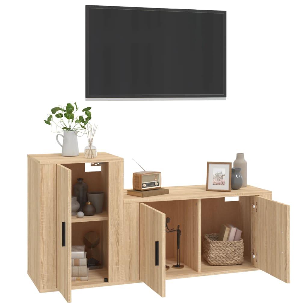 2 Piece TV Cabinet Set Sonoma Oak Engineered Wood