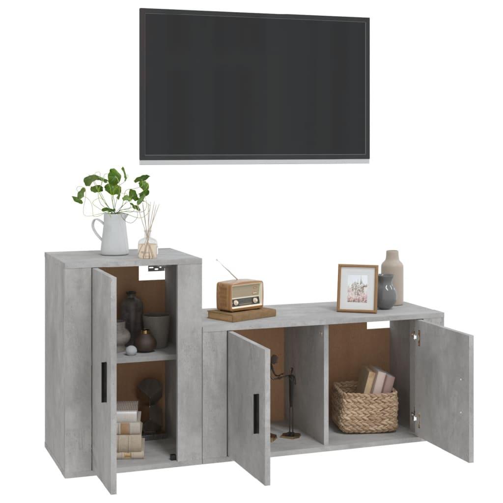 2 Piece TV Cabinet Set Concrete Grey Engineered Wood