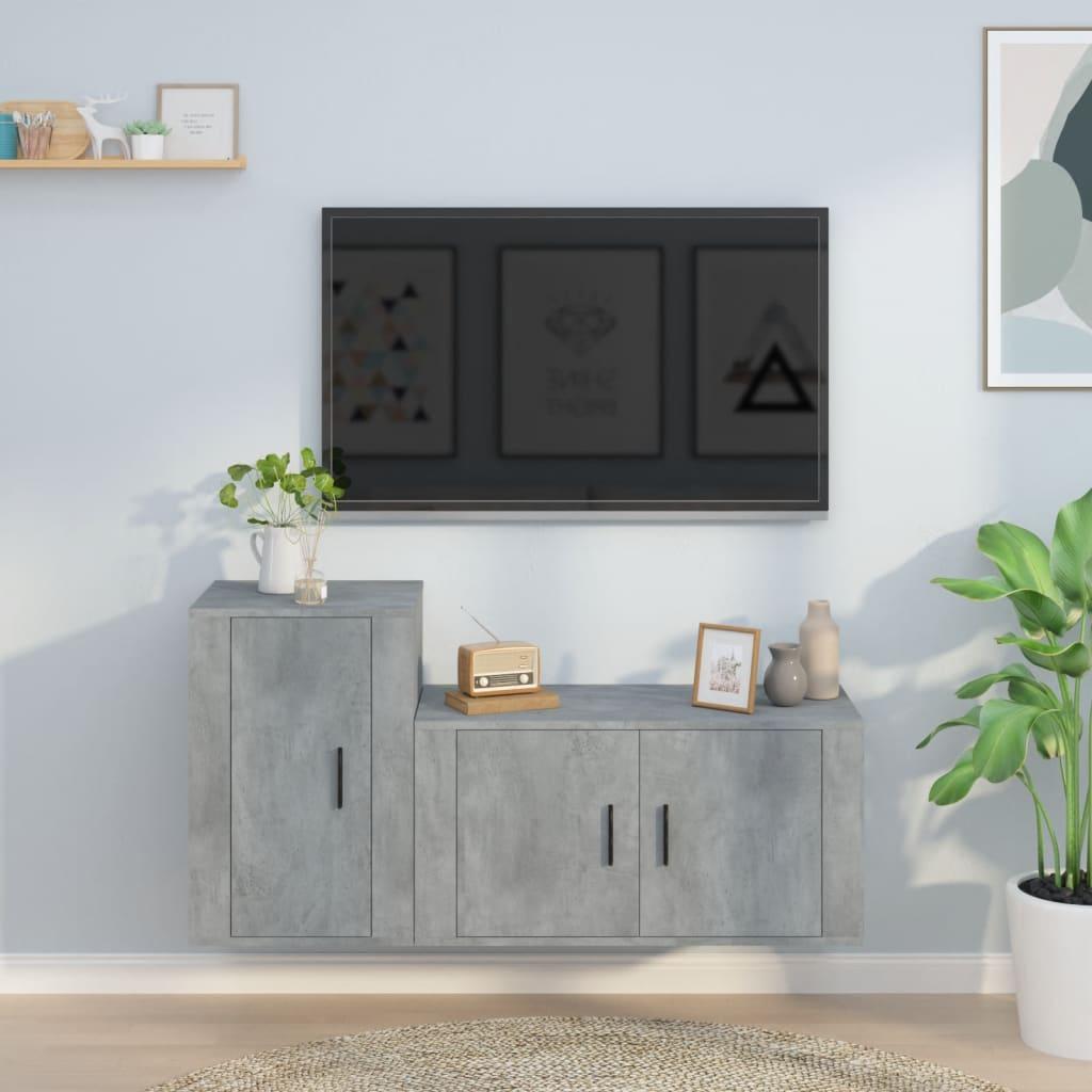 2 Piece TV Cabinet Set Concrete Grey Engineered Wood