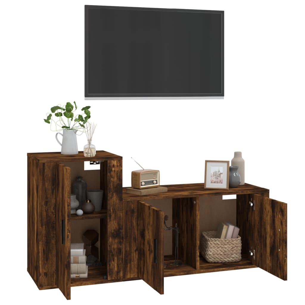 2 Piece TV Cabinet Set Smoked Oak Engineered Wood