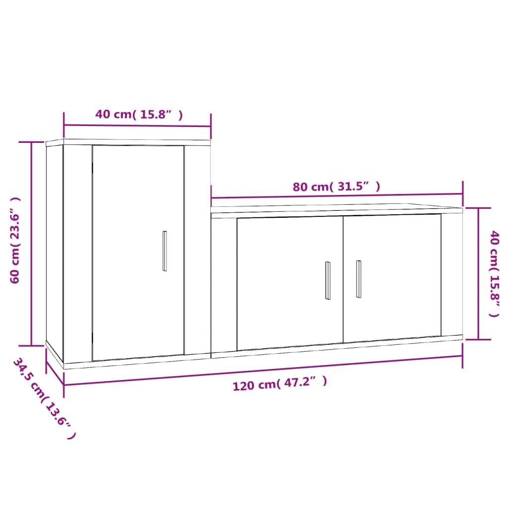 2 Piece TV Cabinet Set Smoked Oak Engineered Wood