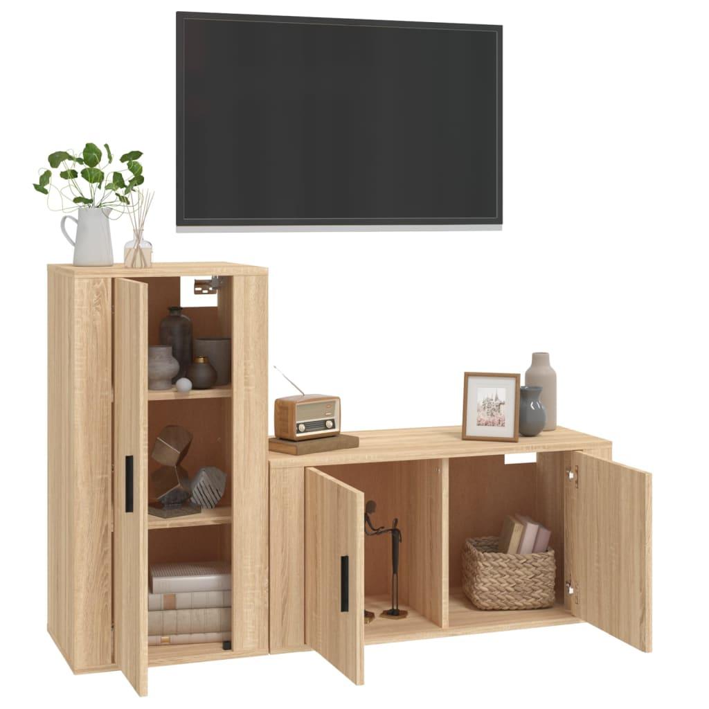 2 Piece TV Cabinet Set Sonoma Oak Engineered Wood