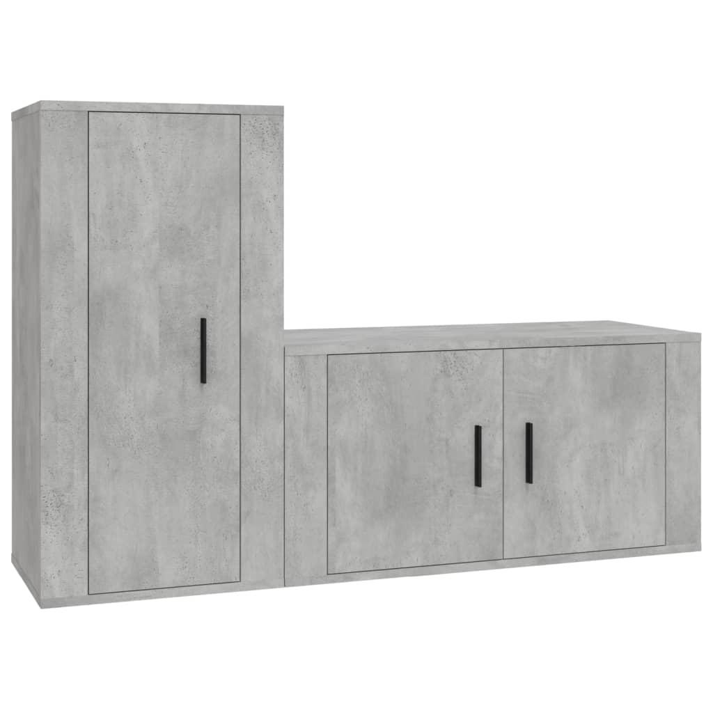 2 Piece TV Cabinet Set Concrete Grey Engineered Wood