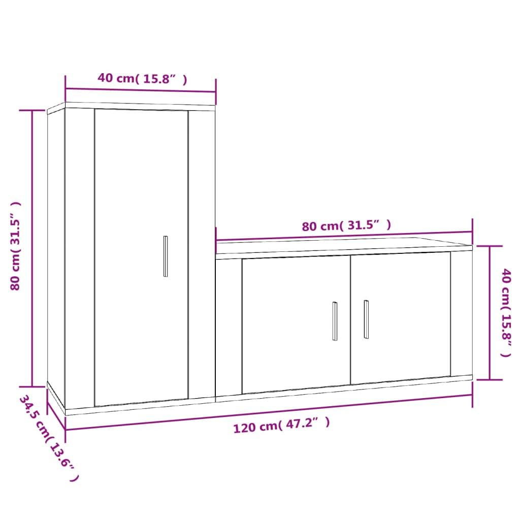 2 Piece TV Cabinet Set Concrete Grey Engineered Wood