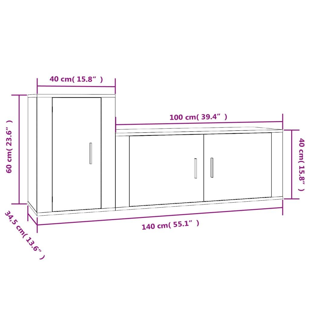 2 Piece TV Cabinet Set Grey Sonoma Engineered Wood