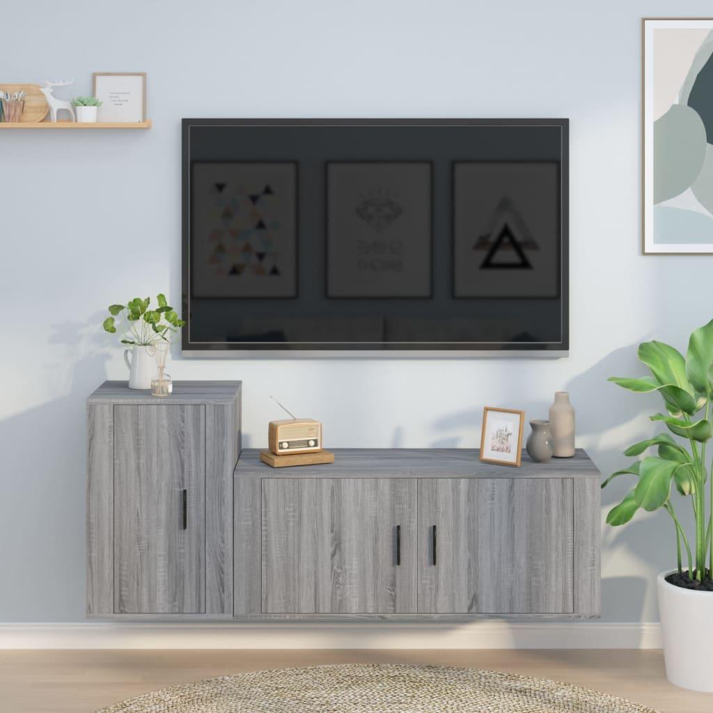 2 Piece TV Cabinet Set Grey Sonoma Engineered Wood