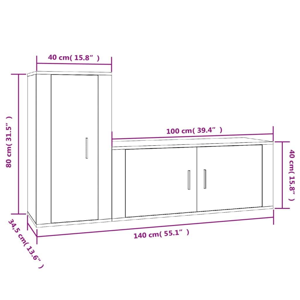 2 Piece TV Cabinet Set Grey Sonoma Engineered Wood