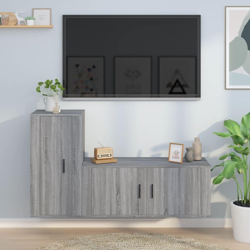 2 Piece TV Cabinet Set Grey Sonoma Engineered Wood