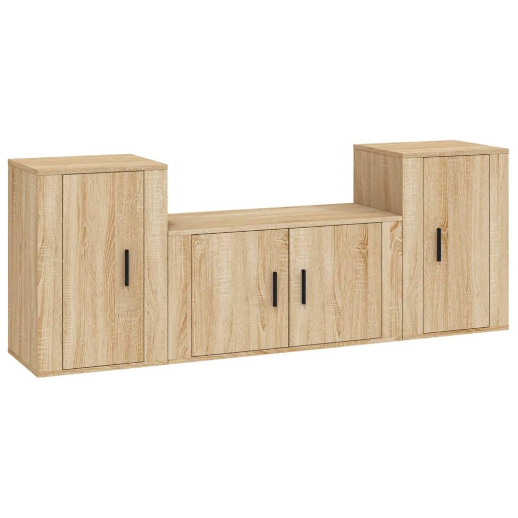 3 Piece TV Cabinet Set Sonoma Oak Engineered Wood