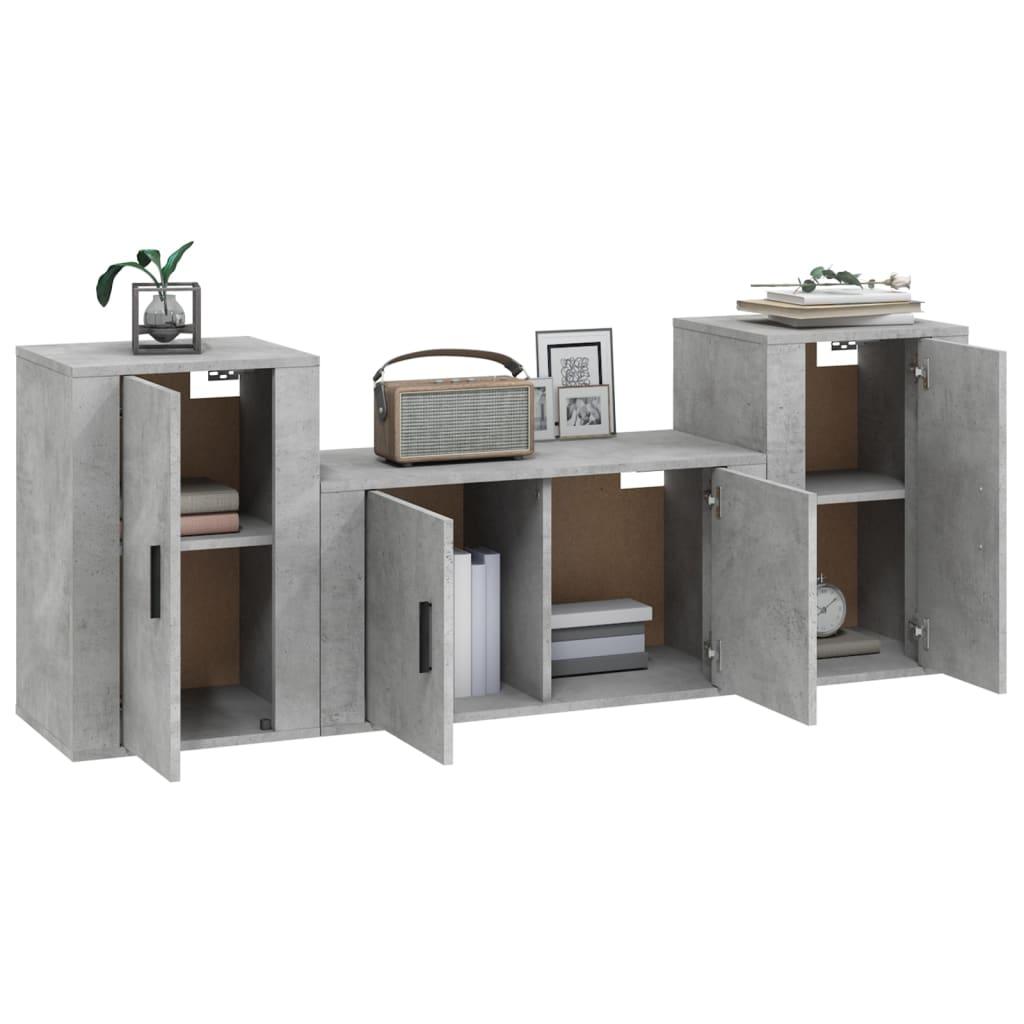 3 Piece TV Cabinet Set Concrete Grey Engineered Wood