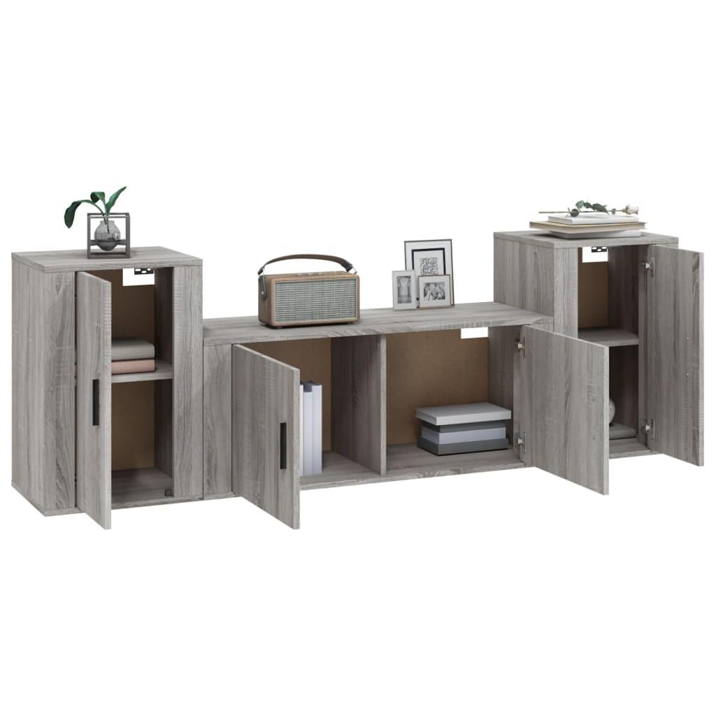 3 Piece TV Cabinet Set Grey Sonoma Engineered Wood