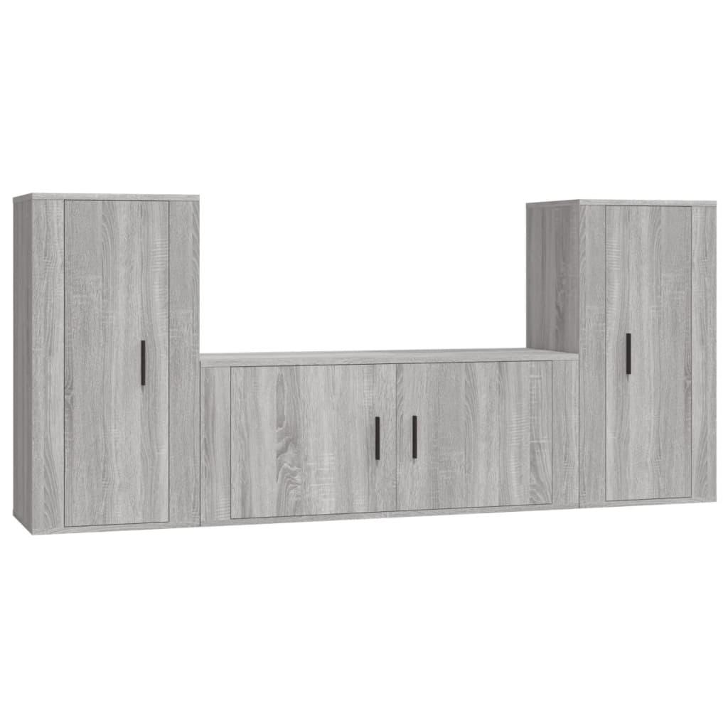 3 Piece TV Cabinet Set Grey Sonoma Engineered Wood