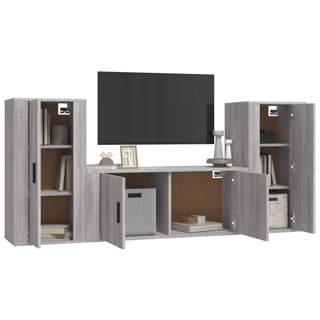 3 Piece TV Cabinet Set Grey Sonoma Engineered Wood