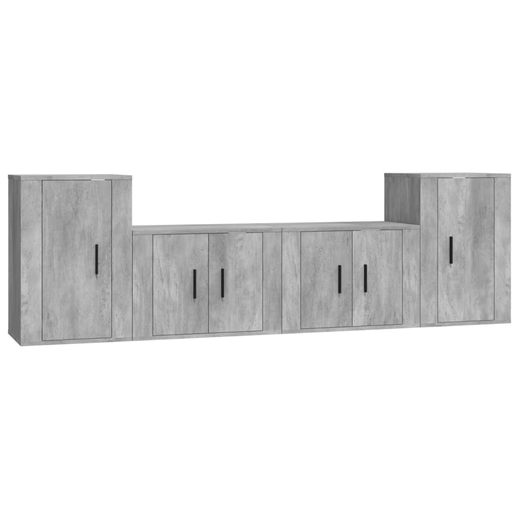 4 Piece TV Cabinet Set Concrete Grey Engineered Wood