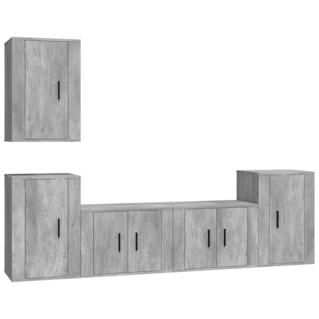 5 Piece TV Cabinet Set Concrete Grey Engineered Wood