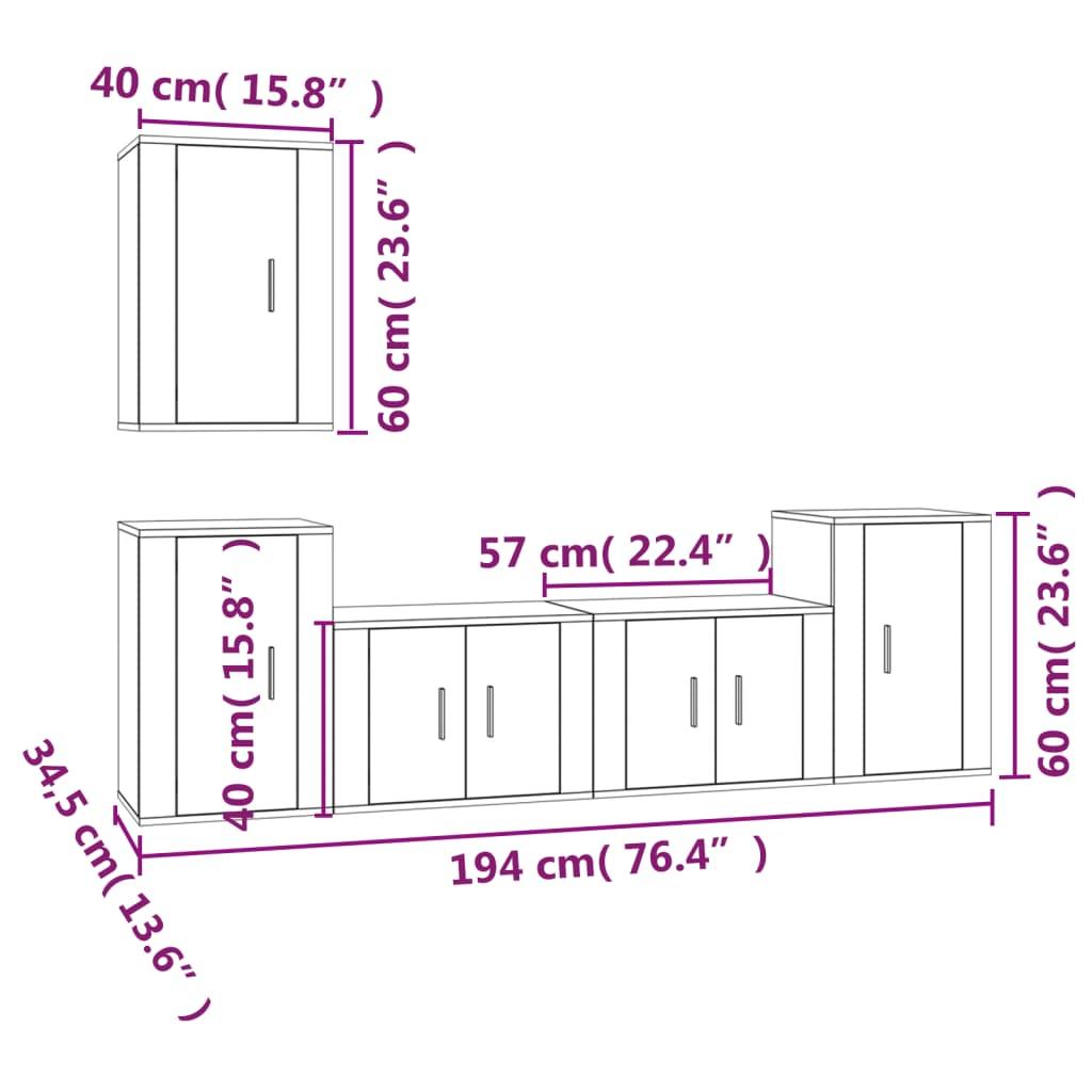 5 Piece TV Cabinet Set Concrete Grey Engineered Wood