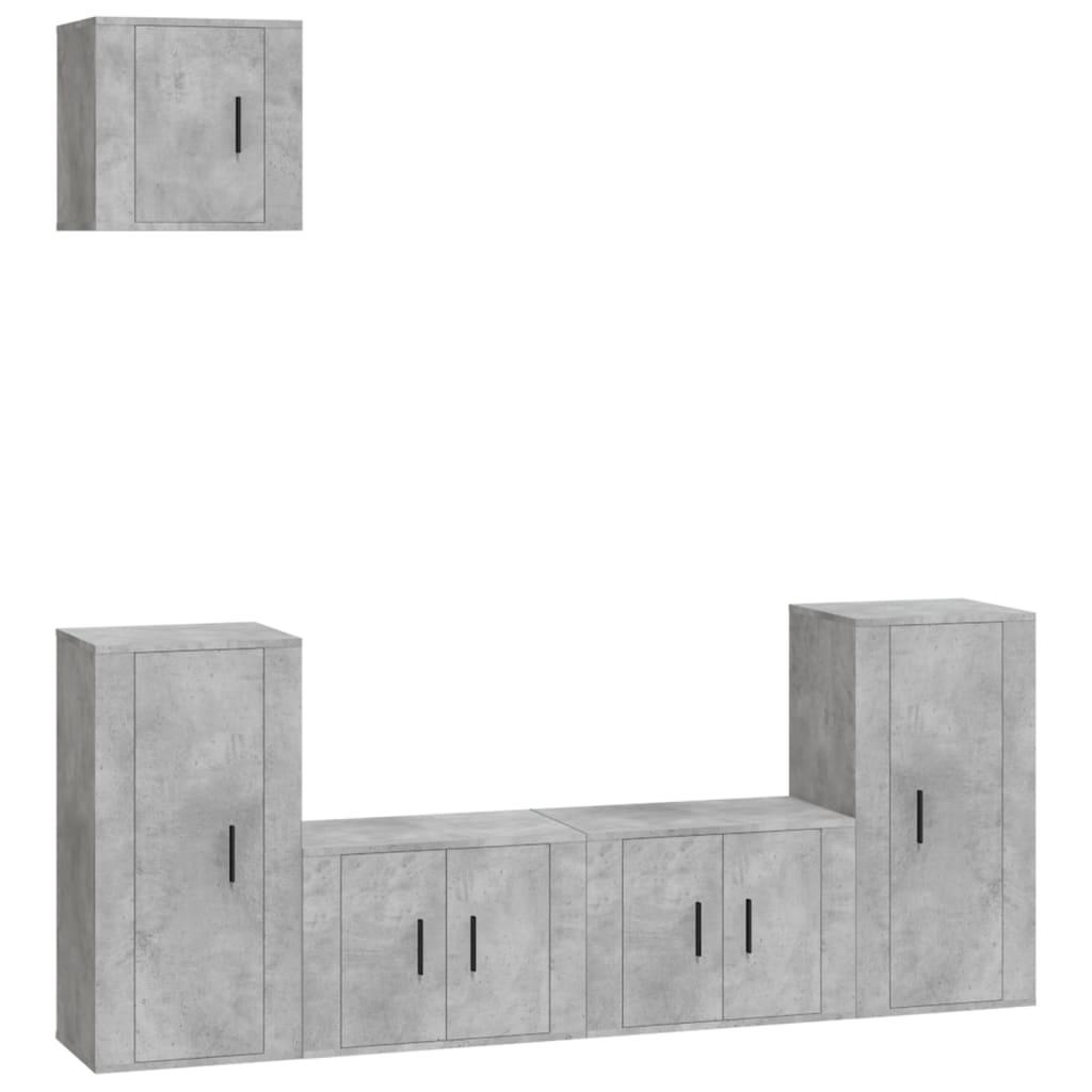 5 Piece TV Cabinet Set Concrete Grey Engineered Wood