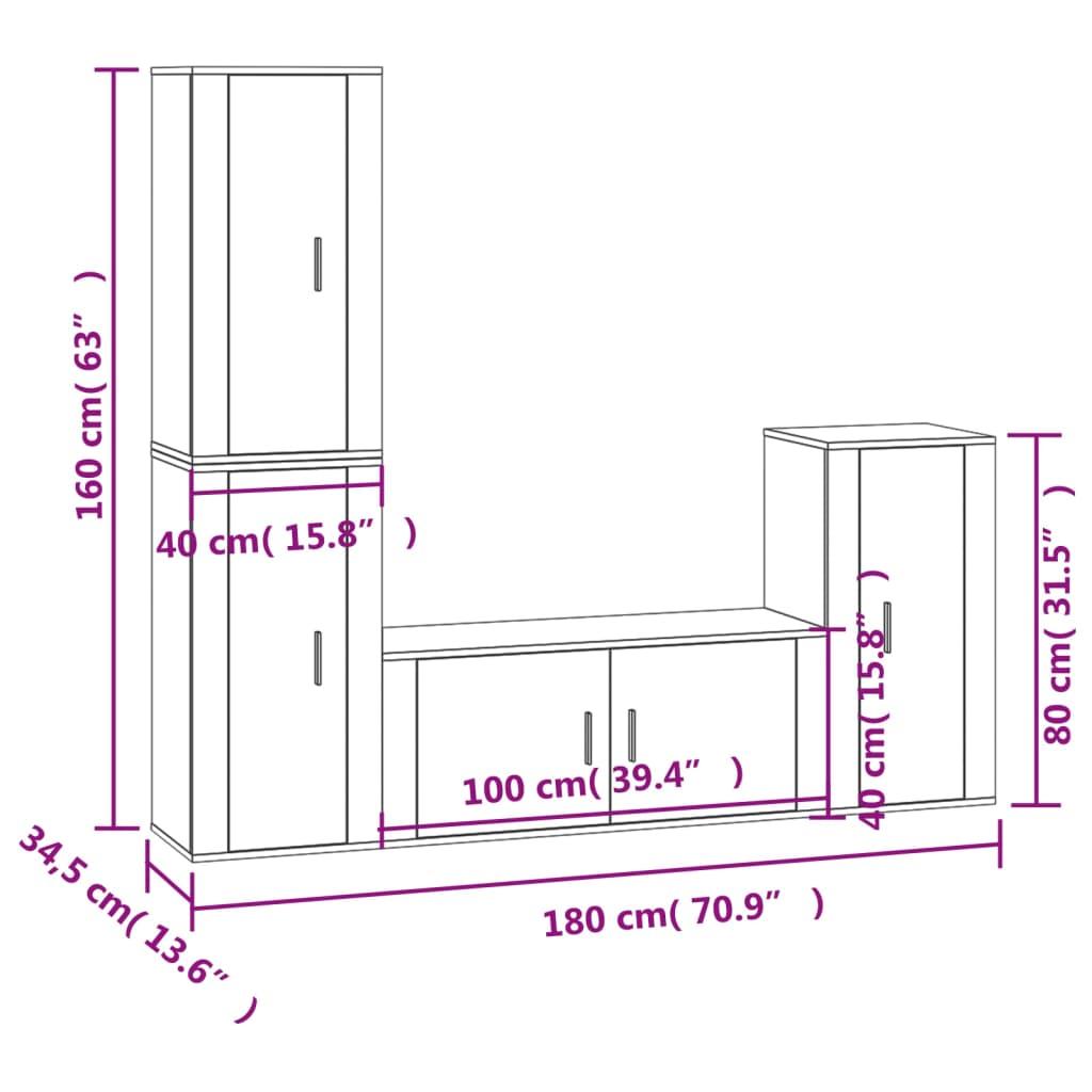 4 Piece TV Cabinet Set Grey Sonoma Engineered Wood