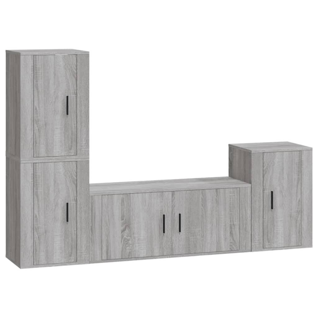 4 Piece TV Cabinet Set Grey Sonoma Engineered Wood