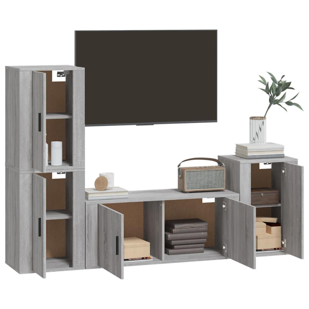 4 Piece TV Cabinet Set Grey Sonoma Engineered Wood