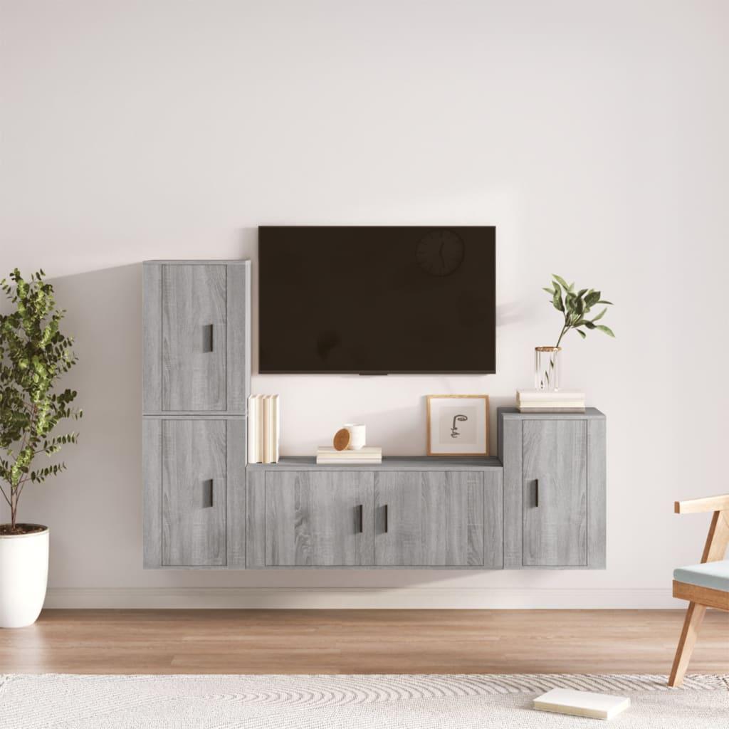 4 Piece TV Cabinet Set Grey Sonoma Engineered Wood