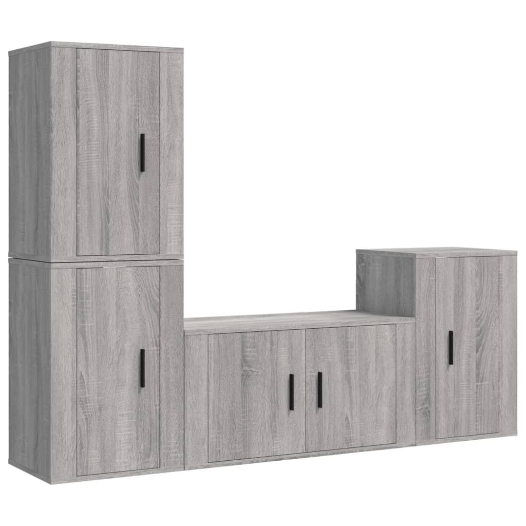 4 Piece TV Cabinet Set Grey Sonoma Engineered Wood