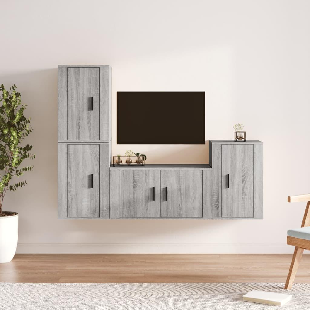 4 Piece TV Cabinet Set Grey Sonoma Engineered Wood