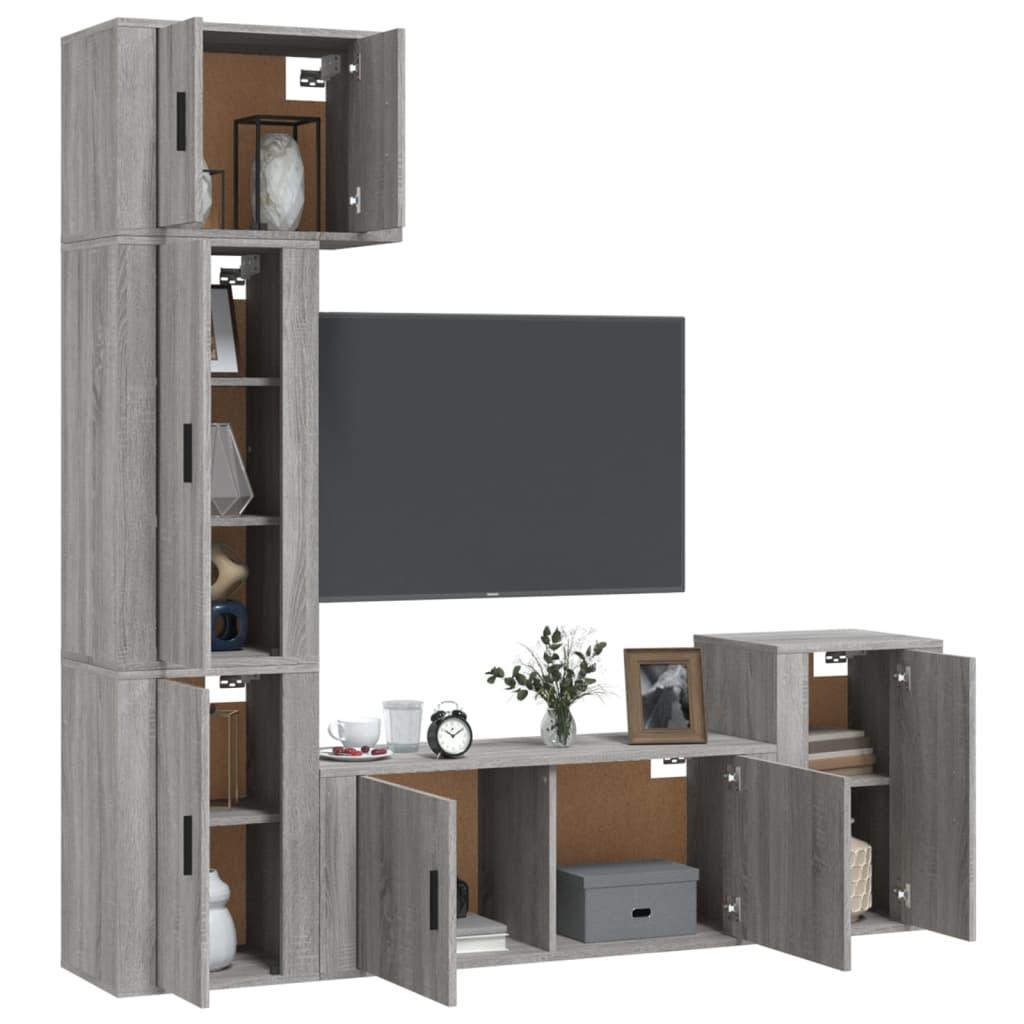 5 Piece TV Cabinet Set Grey Sonoma Engineered Wood