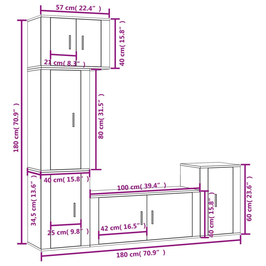 5 Piece TV Cabinet Set Grey Sonoma Engineered Wood