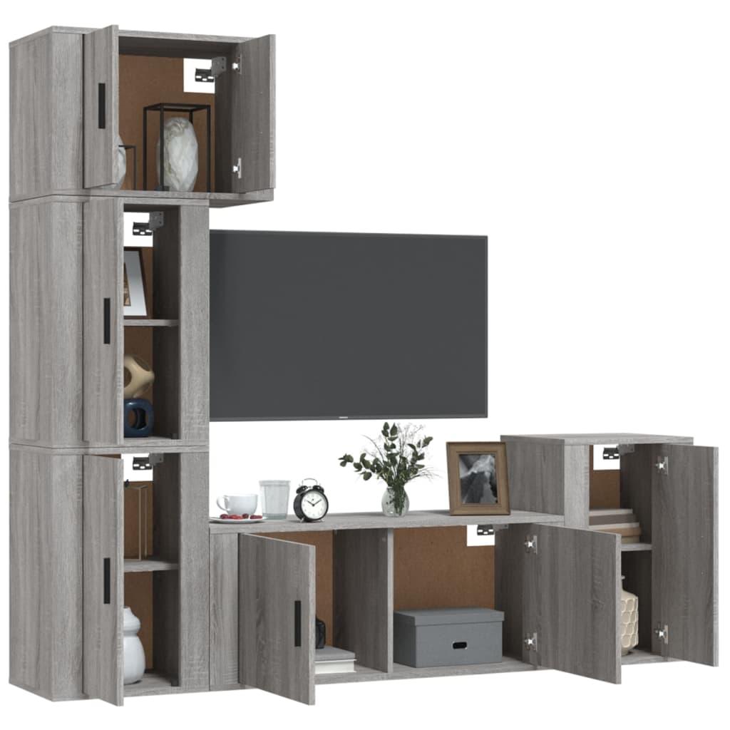 5 Piece TV Cabinet Set Grey Sonoma Engineered Wood