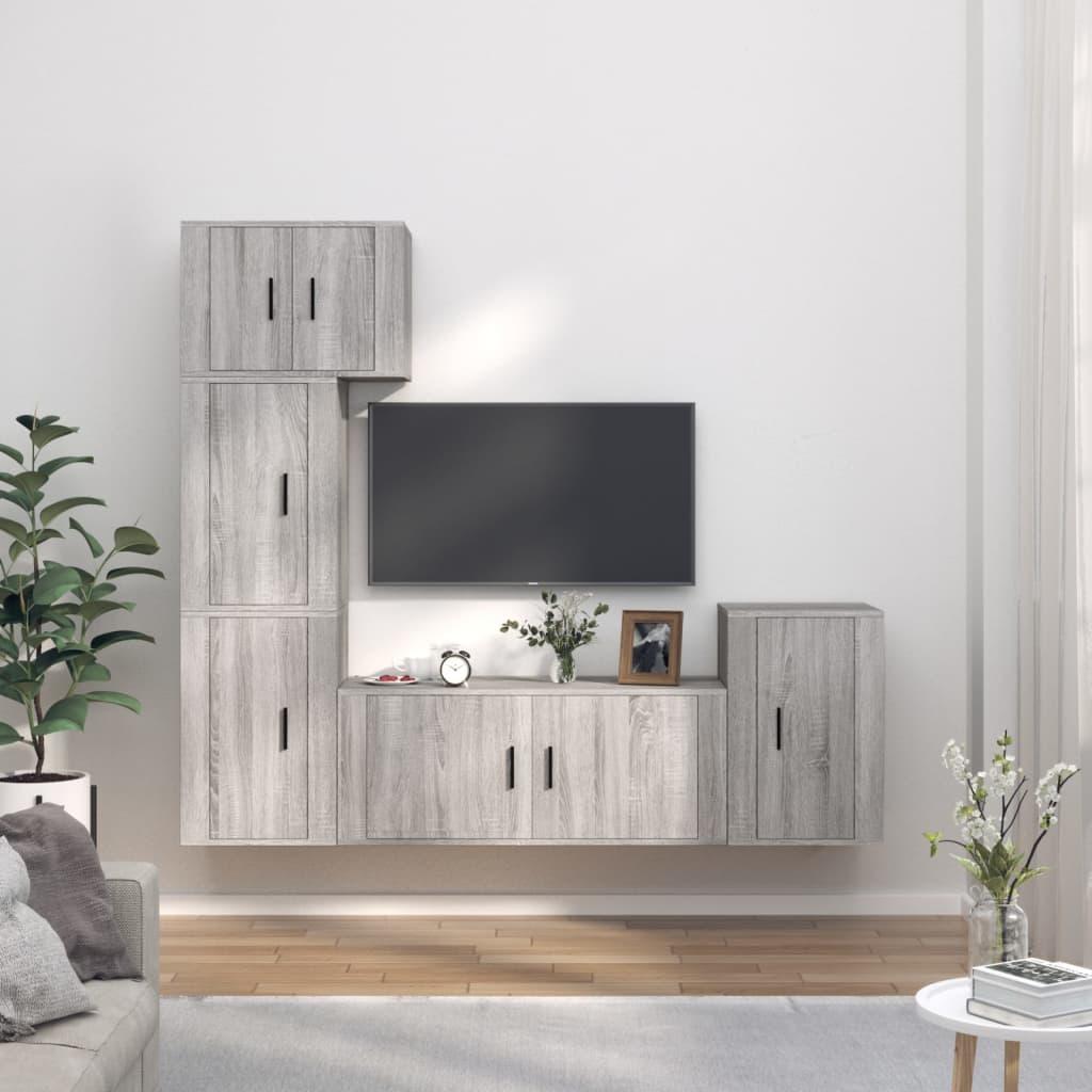 5 Piece TV Cabinet Set Grey Sonoma Engineered Wood