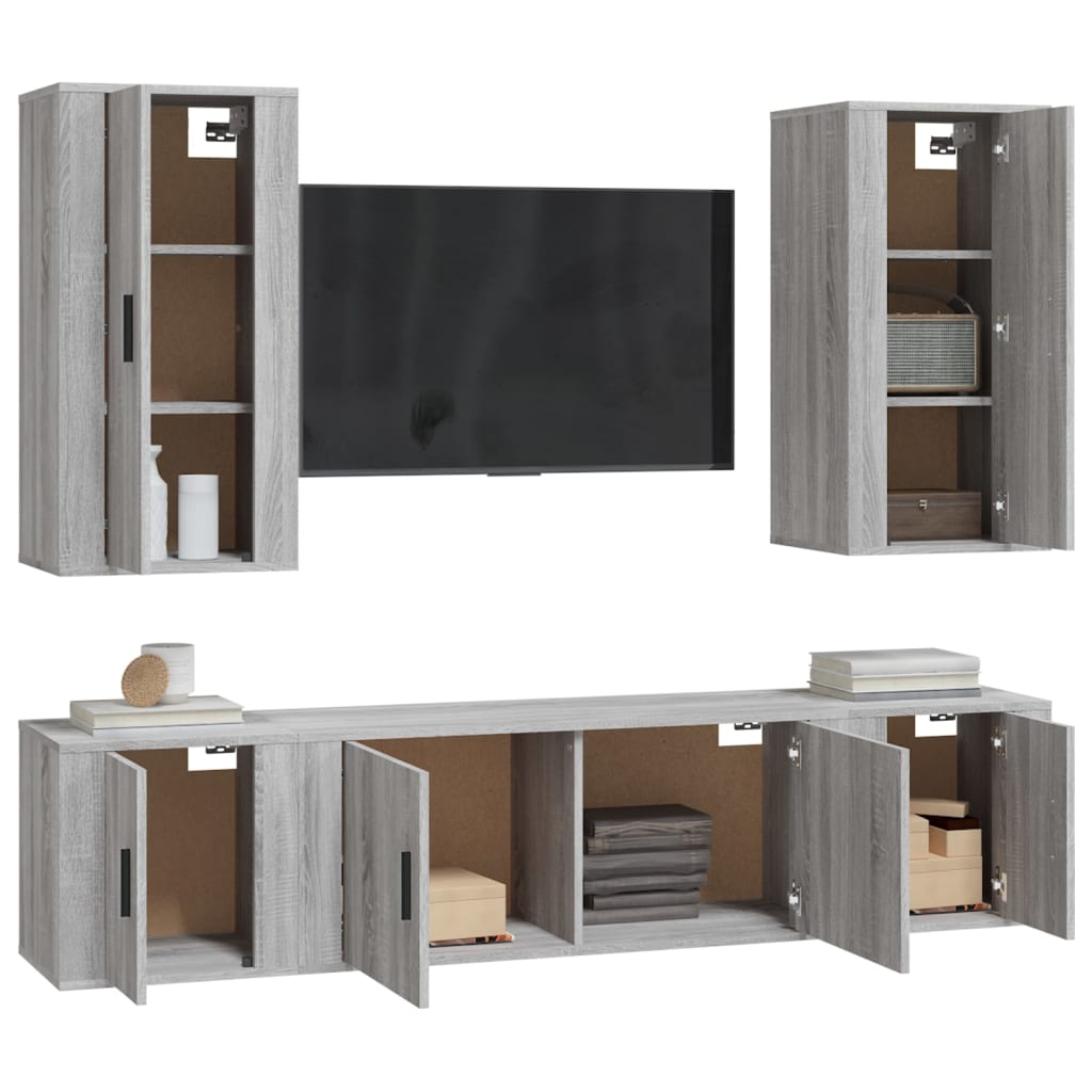 5 Piece TV Cabinet Set Grey Sonoma Engineered Wood