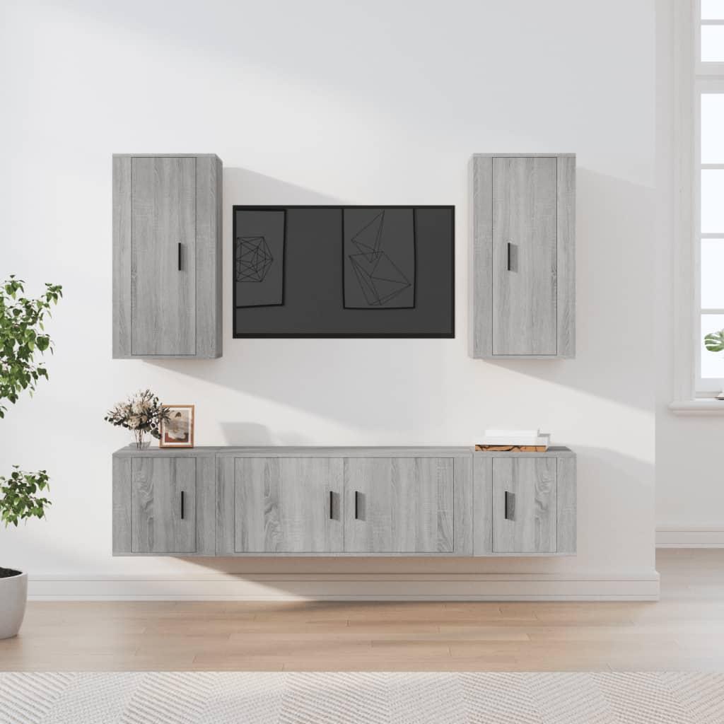 5 Piece TV Cabinet Set Grey Sonoma Engineered Wood