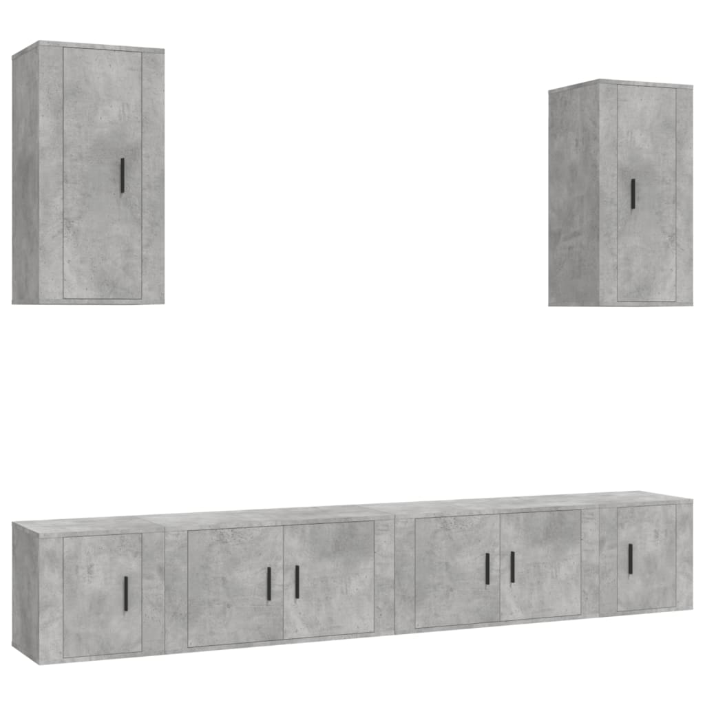 6 Piece TV Cabinet Set Concrete Grey Engineered Wood