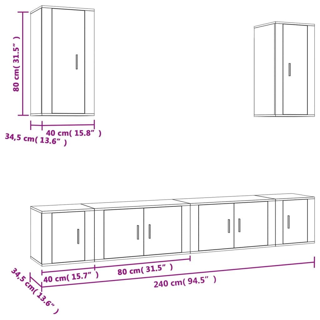 6 Piece TV Cabinet Set Grey Sonoma Engineered Wood