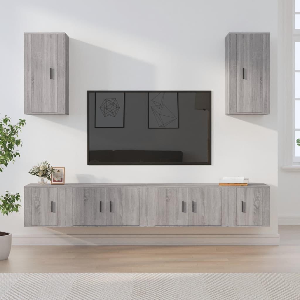 6 Piece TV Cabinet Set Grey Sonoma Engineered Wood