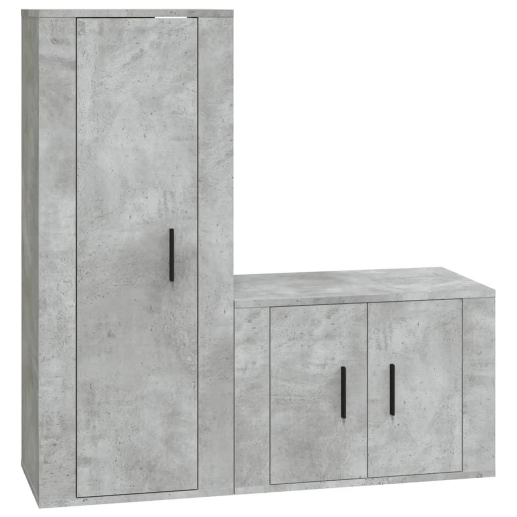 2 Piece TV Cabinet Set Concrete Grey Engineered Wood