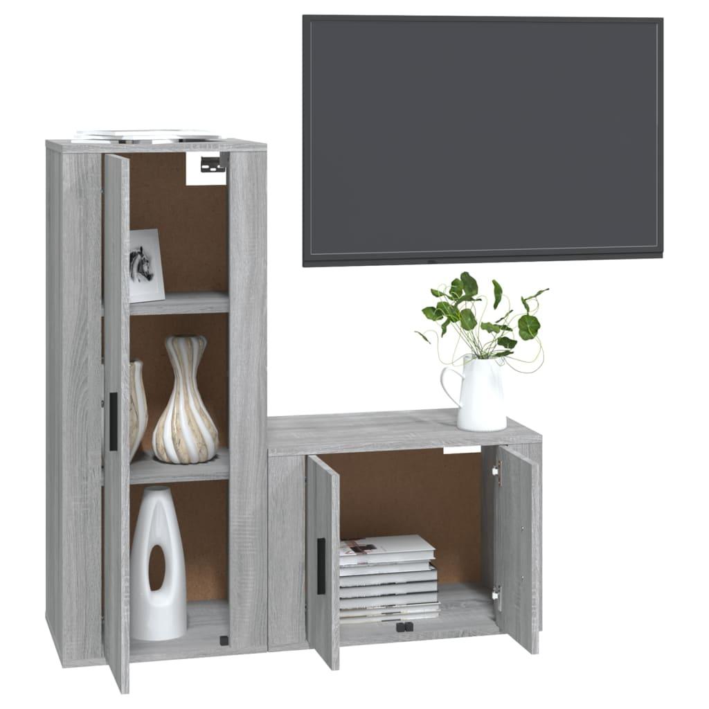 2 Piece TV Cabinet Set Grey Sonoma Engineered Wood