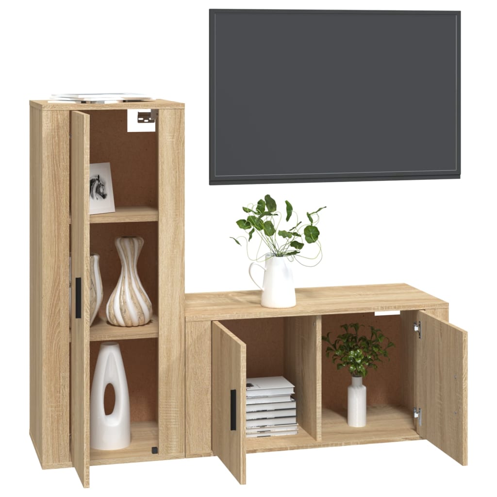 2 Piece TV Cabinet Set Sonoma Oak Engineered Wood