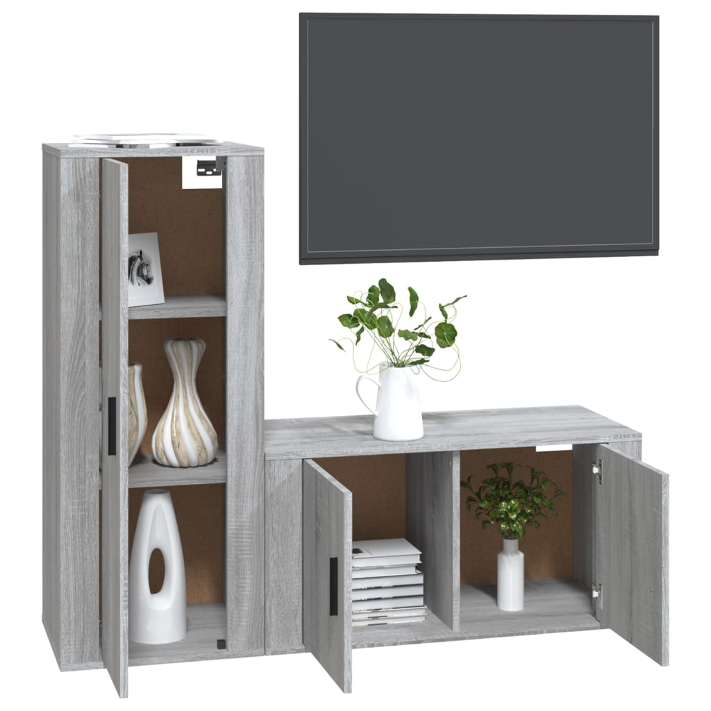 2 Piece TV Cabinet Set Grey Sonoma Engineered Wood