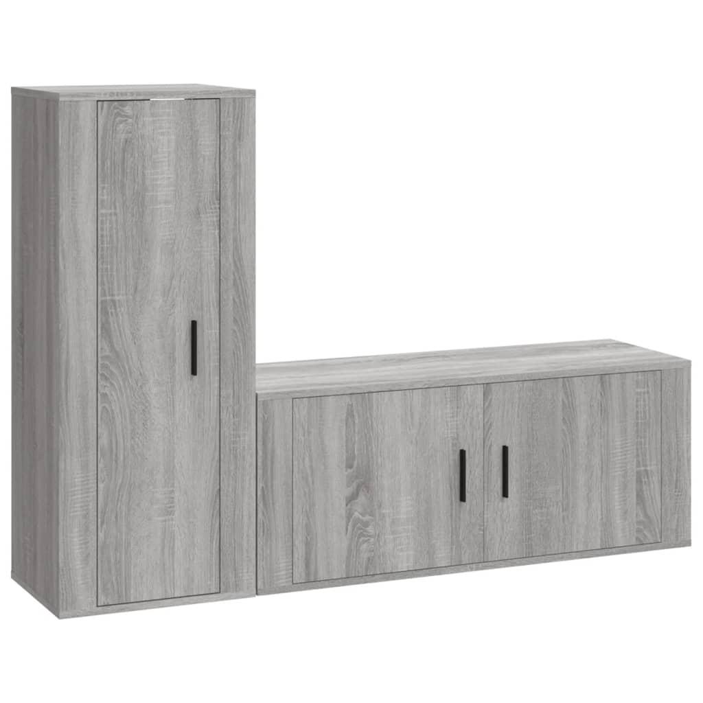 2 Piece TV Cabinet Set Grey Sonoma Engineered Wood