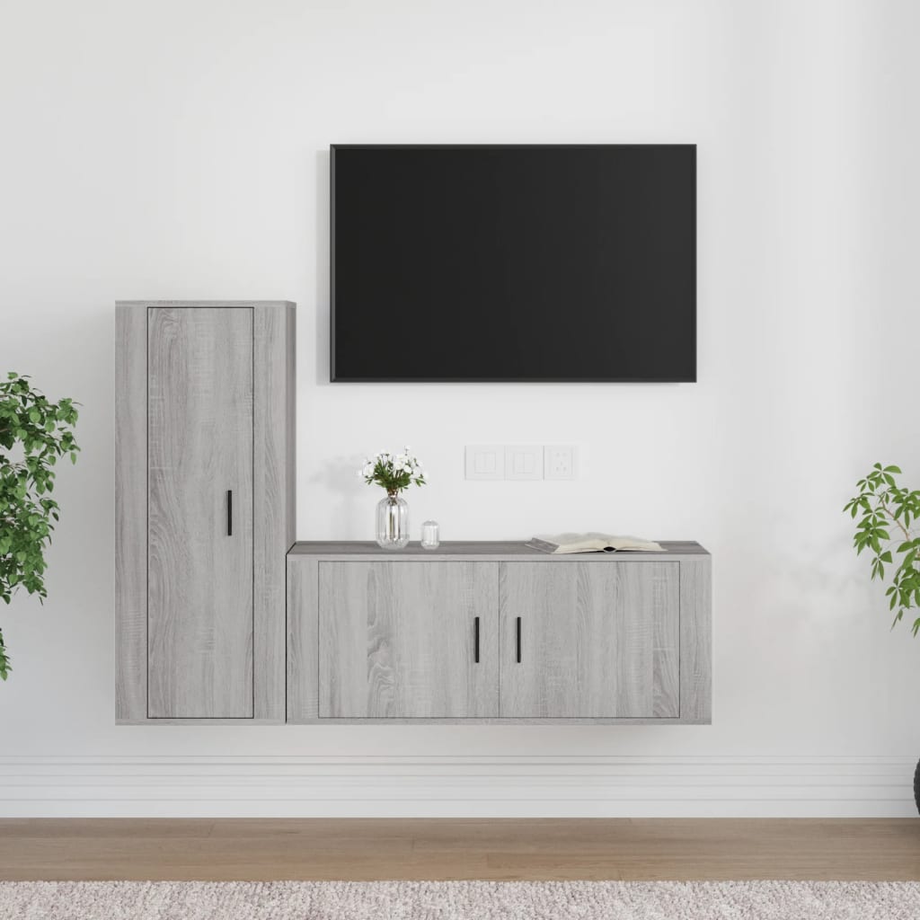 2 Piece TV Cabinet Set Grey Sonoma Engineered Wood