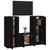 3 Piece TV Cabinet Set Black Engineered Wood