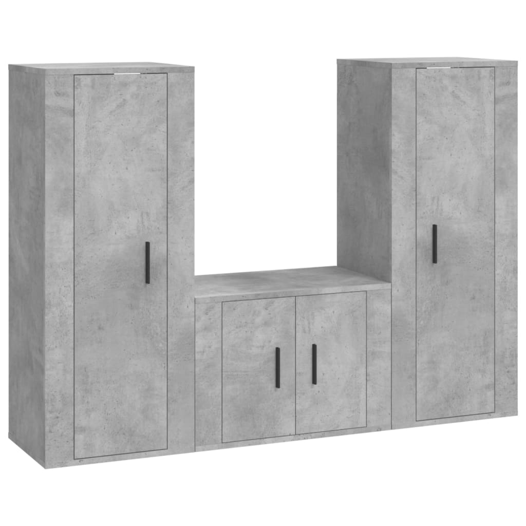 3 Piece TV Cabinet Set Concrete Grey Engineered Wood